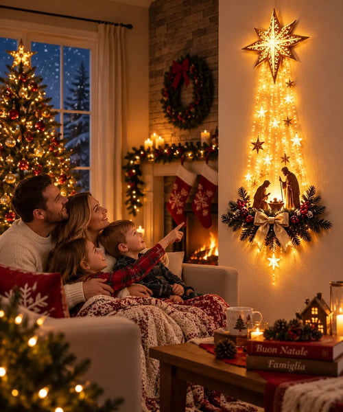 Belyst juldekoration med julev