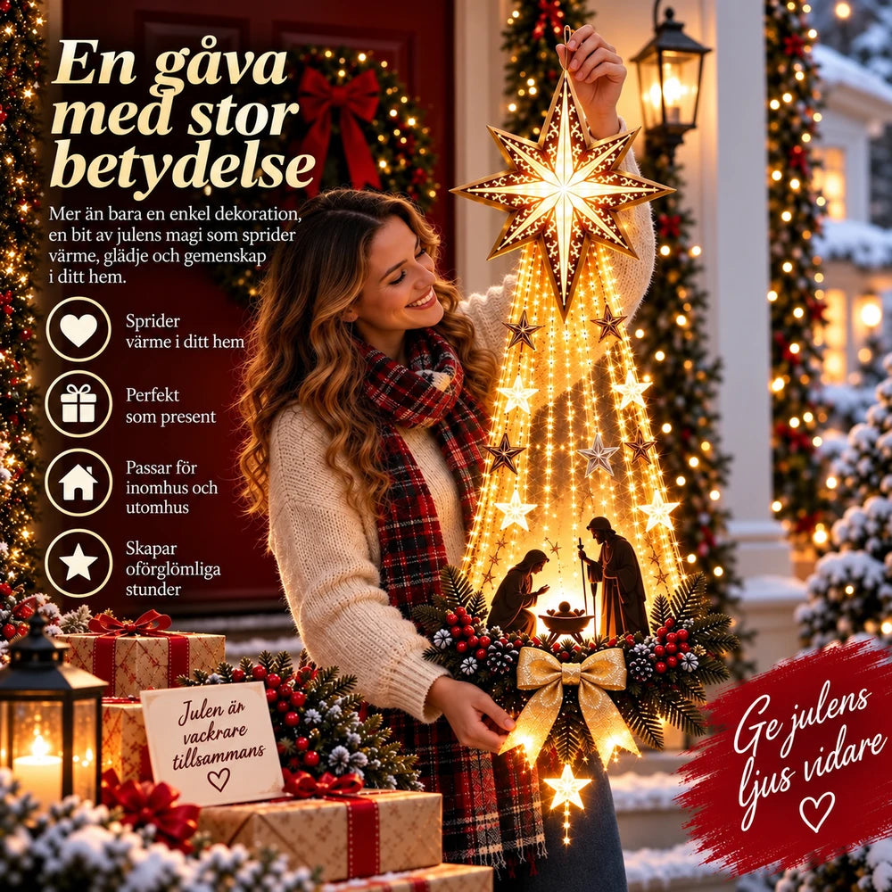 Belyst juldekoration med julev